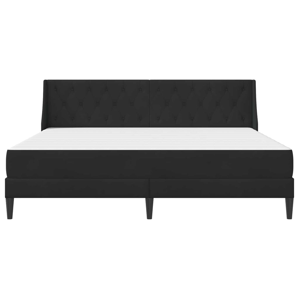 Bettgestell mit Matratze mit Kopfteil Schwarz 180 x 200 cm Samt