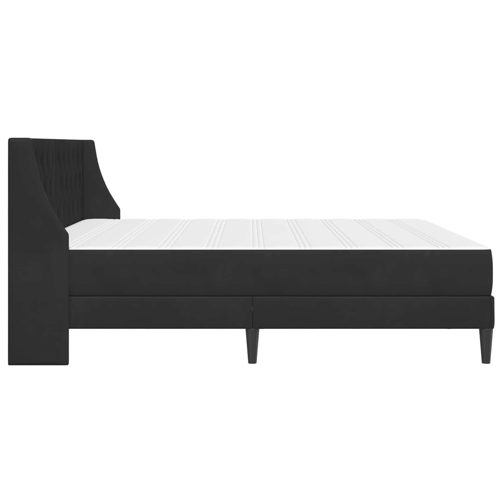 Bettgestell mit Matratze mit Kopfteil Schwarz 180 x 200 cm Samt