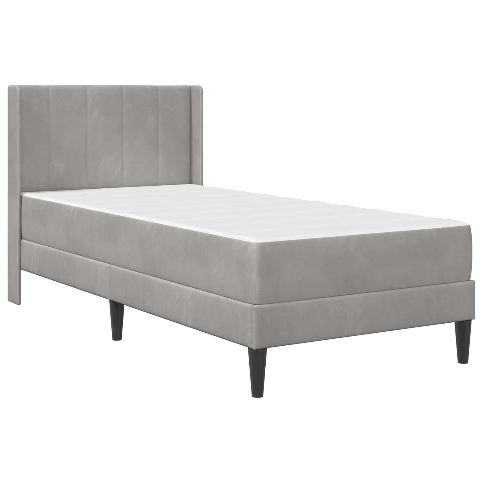 Bettgestell mit Matratze mit Kopfteil Hellgrau 90 x 190 cm Samt
