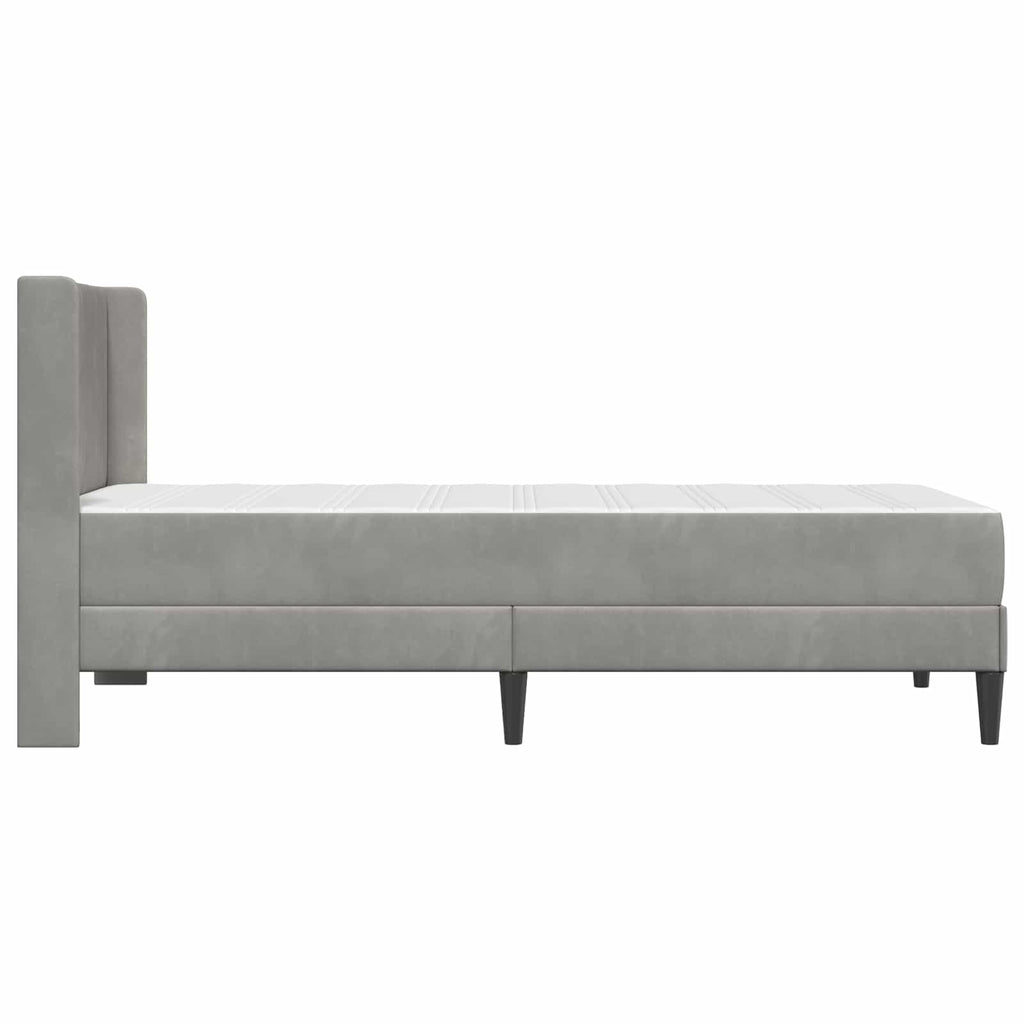 Bettgestell mit Matratze mit Kopfteil Hellgrau 90 x 190 cm Samt