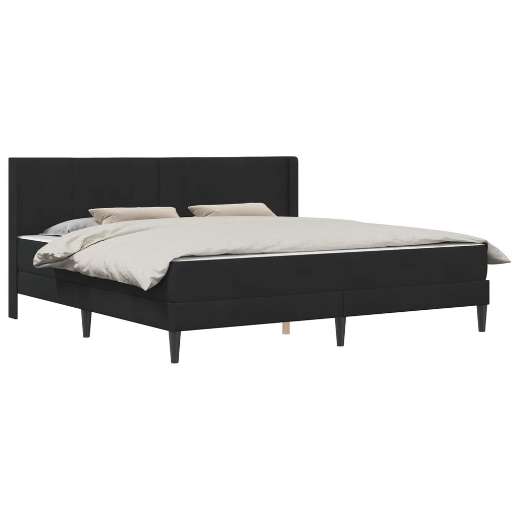 Bettgestell mit Matratze mit Kopfteil Schwarz 180 x 200 cm Samt