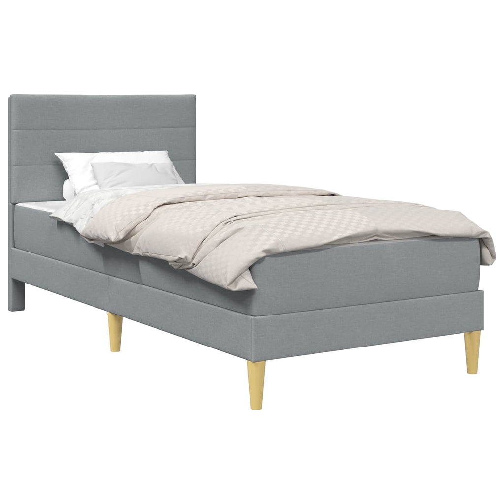 Bettgestell mit Matratze Hellgrau 90 x 190 cm Stoff
