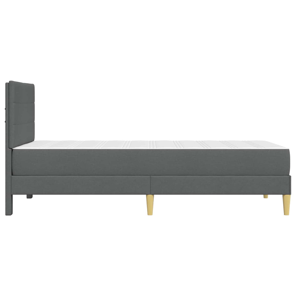 Bettgestell mit Matratze Dunkelgrau 90 x 190 cm Stoff