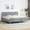 Bettgestell mit Matratze Hellgrau 180 x 200 cm Stoff