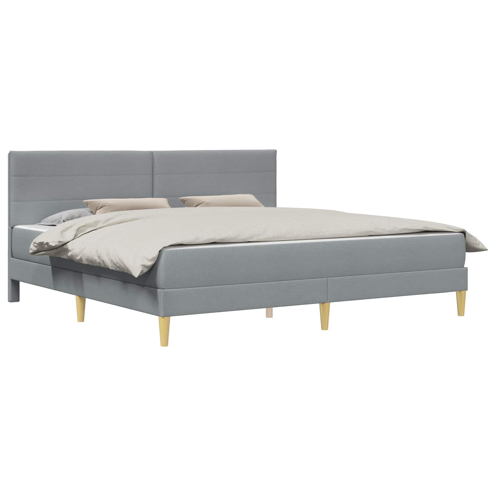Bettgestell mit Matratze Hellgrau 180 x 200 cm Stoff