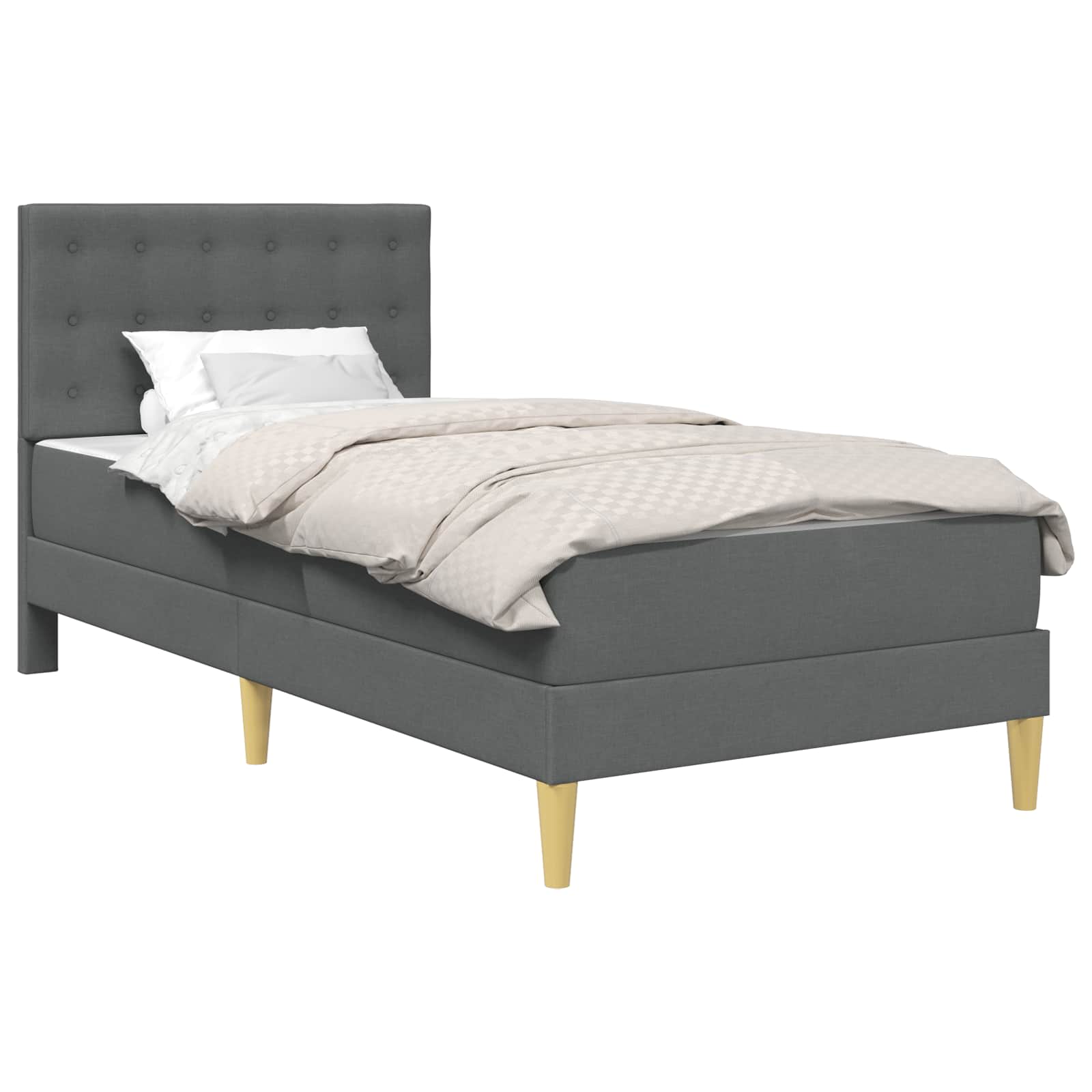 Bettgestell mit Matratze Dunkelgrau 90 x 190 cm Stoff