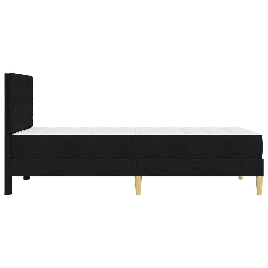 Bettgestell mit Matratze mit Kopfteil Schwarz 90 x 190 cm Stoff