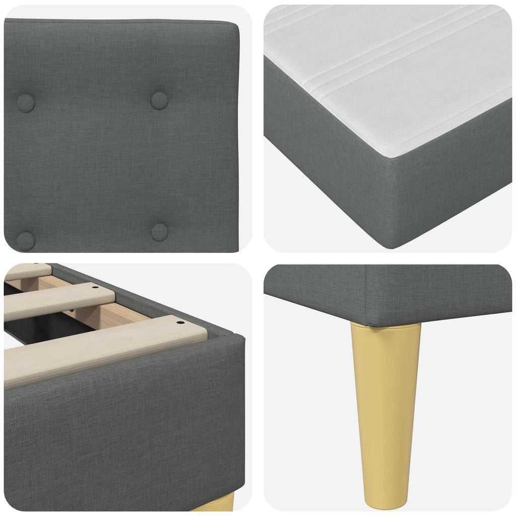 Bettgestell mit Matratze Dunkelgrau Stoff