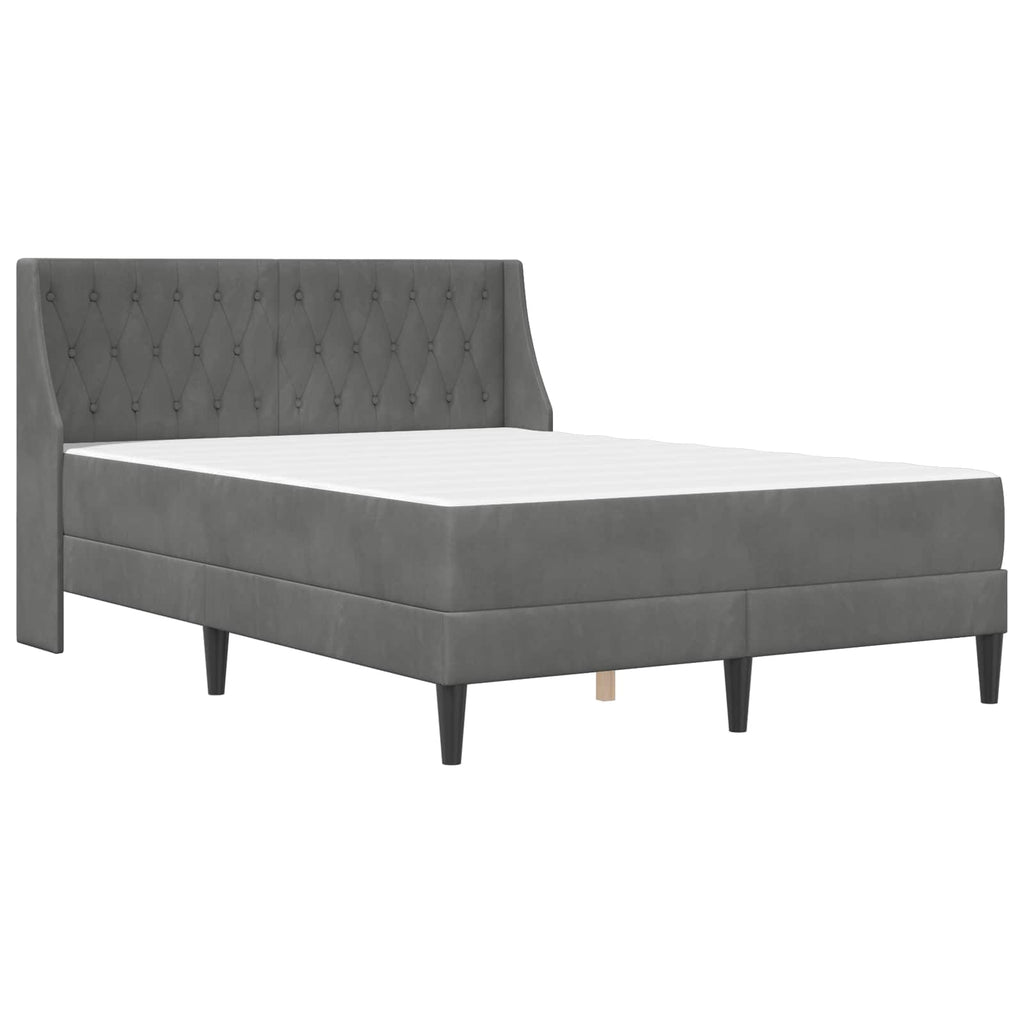 Bettgestell mit Matratze Dunkelgrau 137 x 190 cm Samt