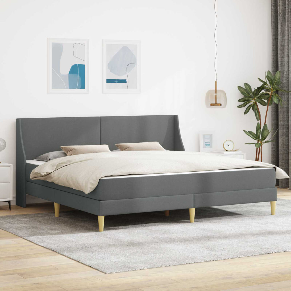 Bettgestell mit Matratze Dunkelgrau 180 x 200 cm Stoff