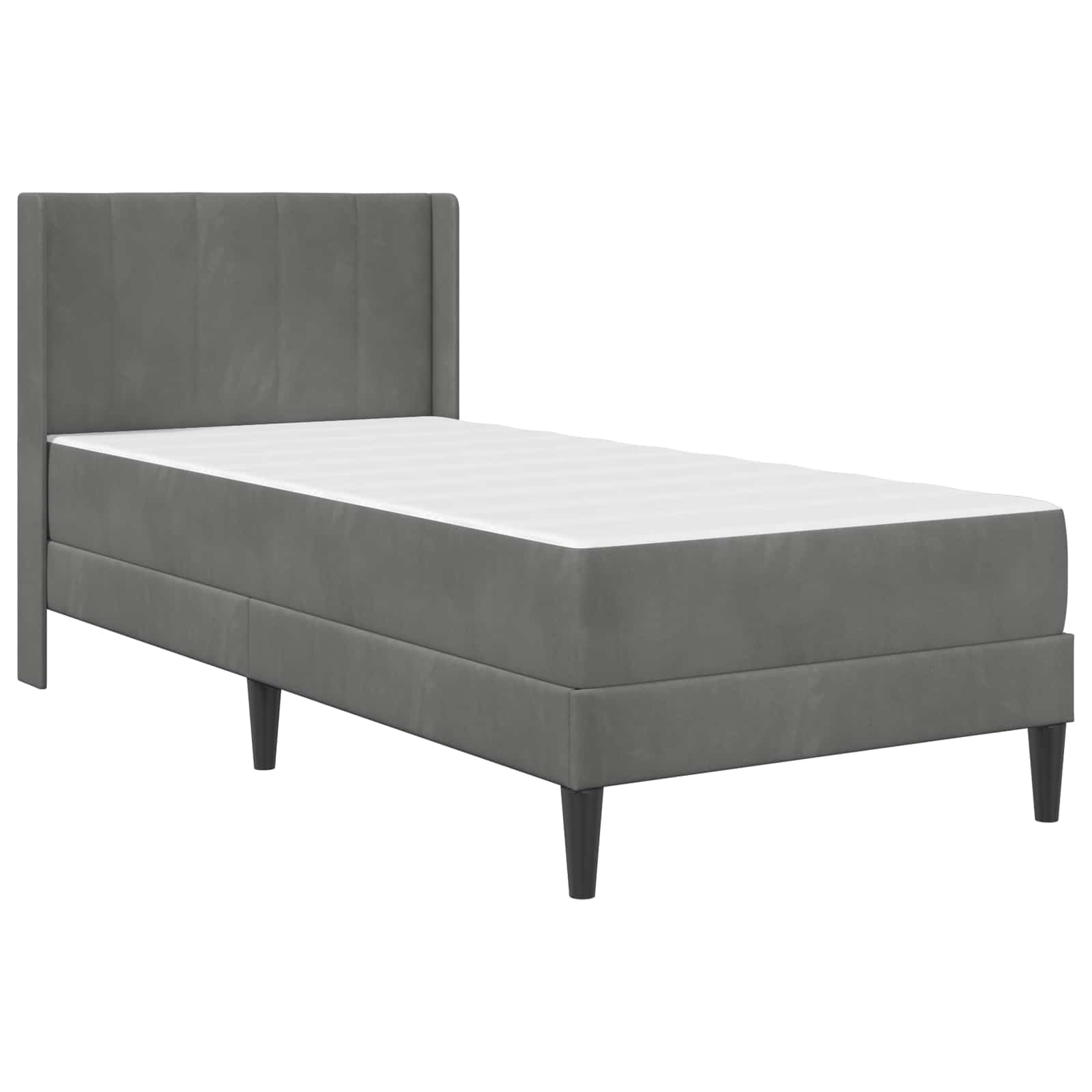 Bettgestell mit Matratze Dunkelgrau 90 x 200 cm Samt