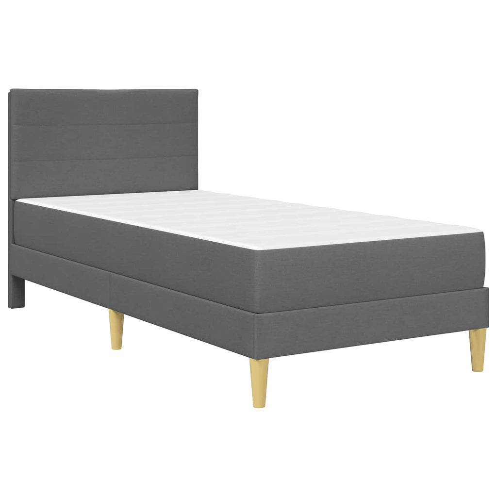Bettgestell mit Matratze Dunkelgrau 90 x 190 cm Stoff