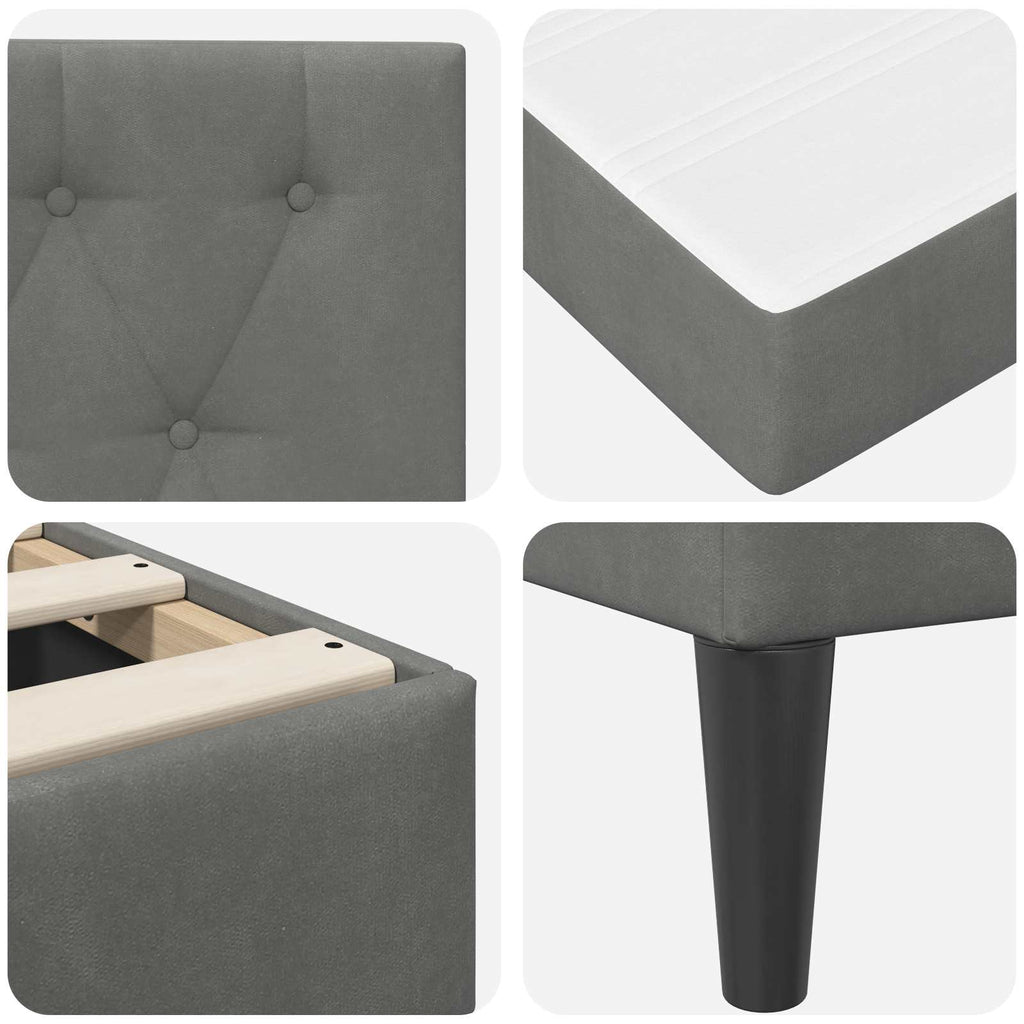 Bettgestell mit Matratze Dunkelgrau 90 x 190 cm Samt