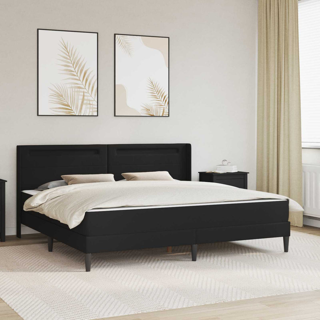 Bettgestell mit Matratze Schwarz 180 x 200 cm Kunstleder