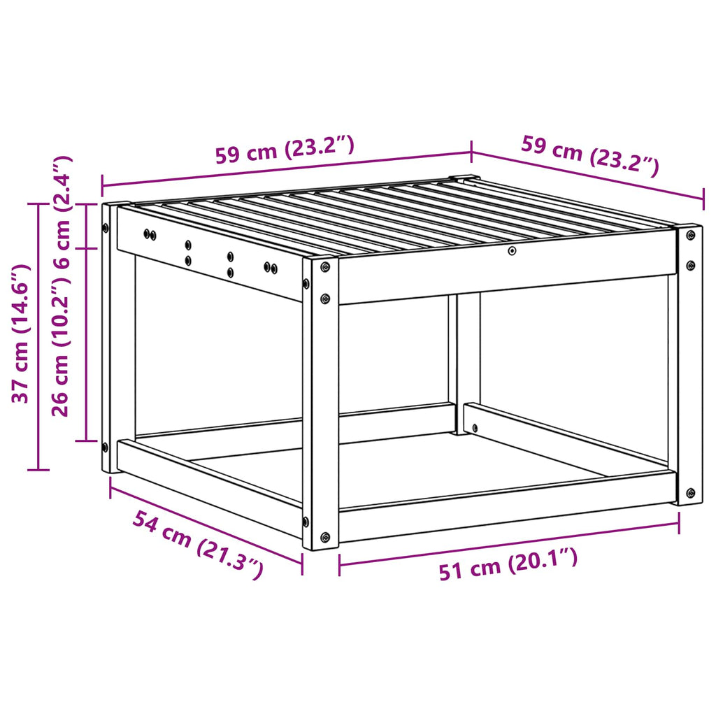Outdoor Hocker Massivholz Akazie Weiß 59 x 59 x 37 cm