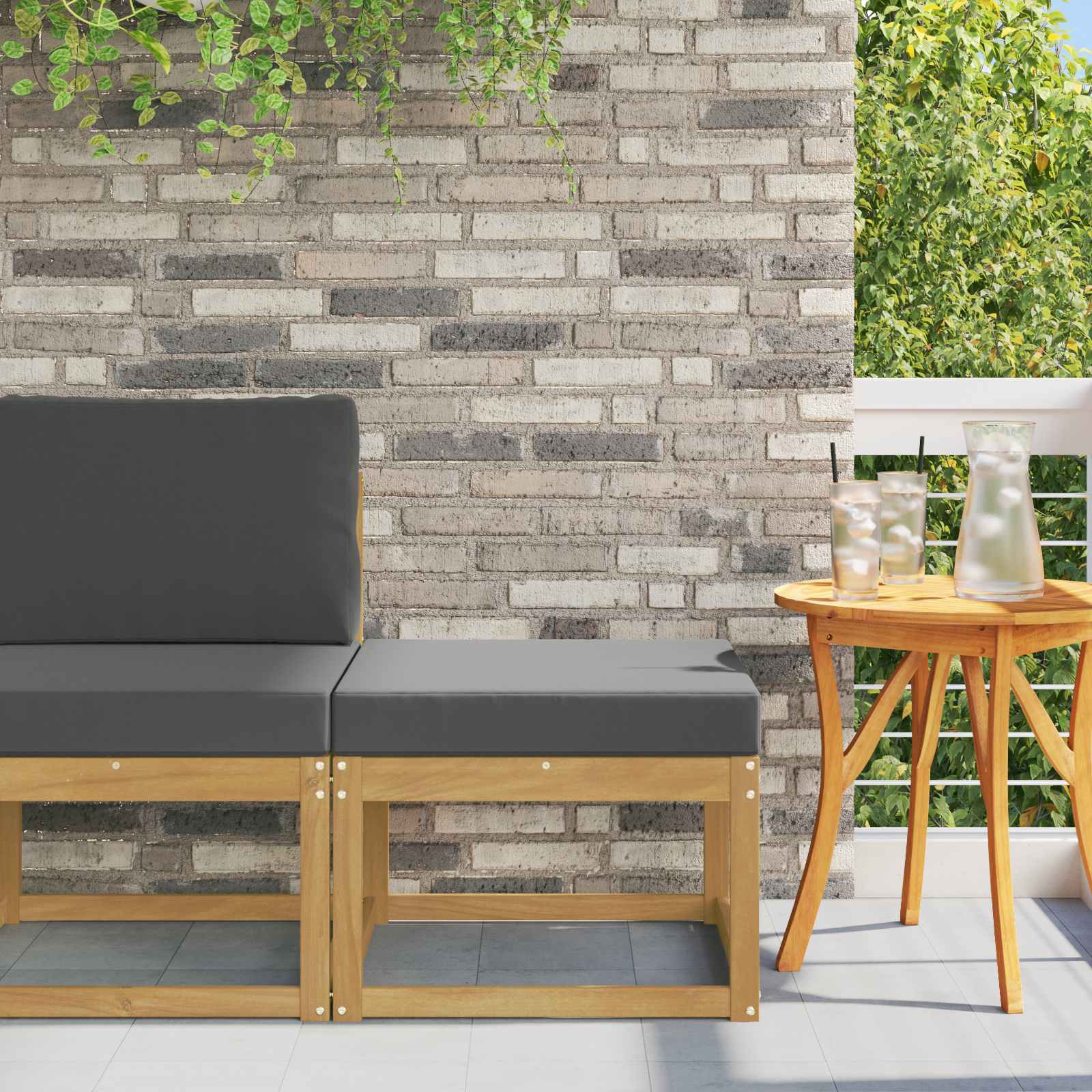 Outdoor Hocker Massivholz Akazie Weiß