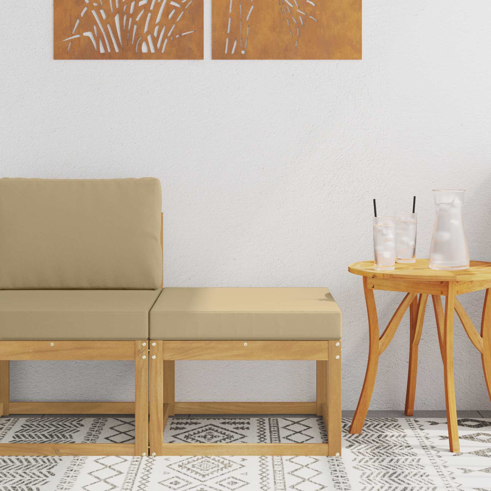 Outdoor Hocker Massivholz Akazie Weiß