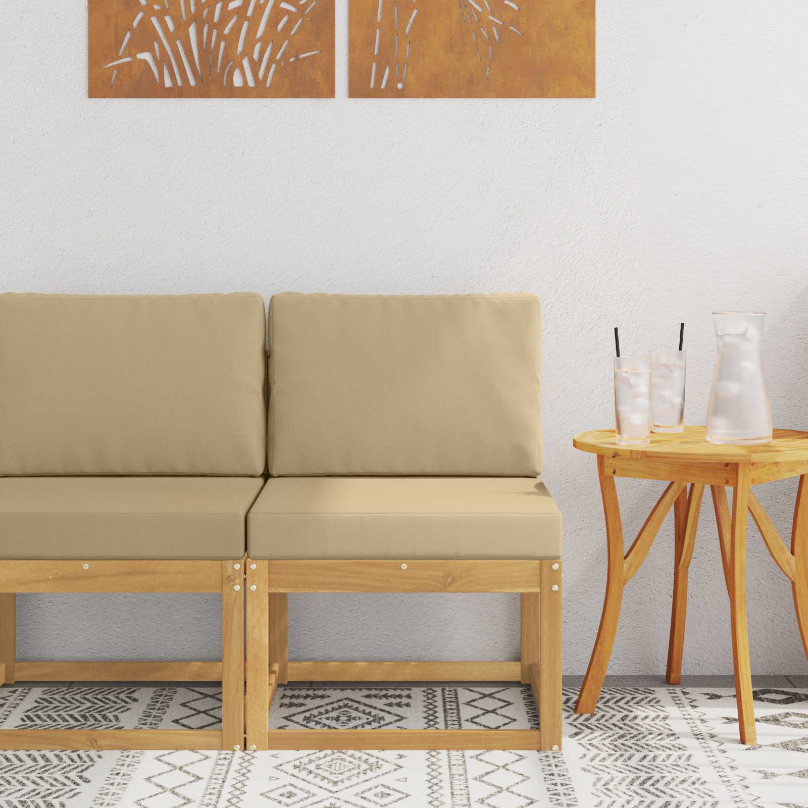 Outdoor-Sofagarnitur Weiß und Beige 59 x 63 x 73 cm