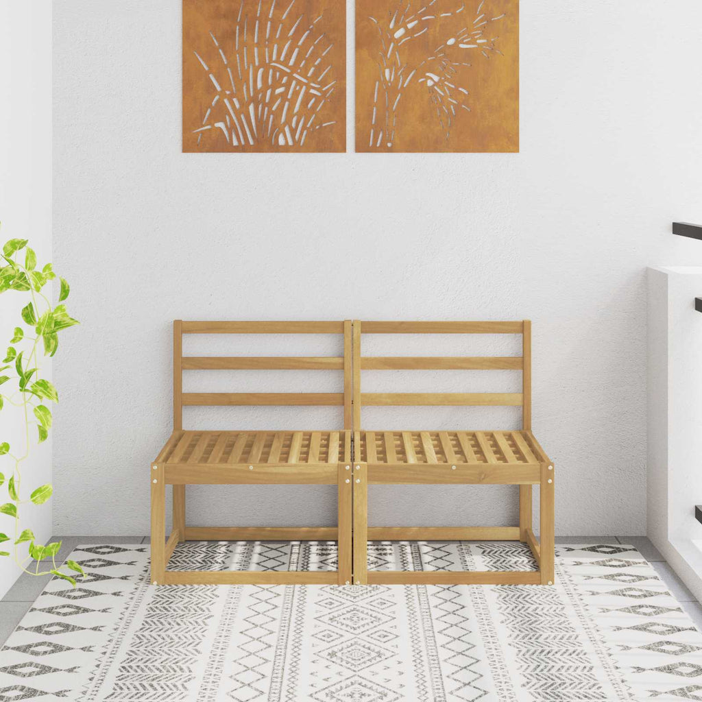 2 Stück Outdoor Mittelsofa Massivholz Akazie Weiß