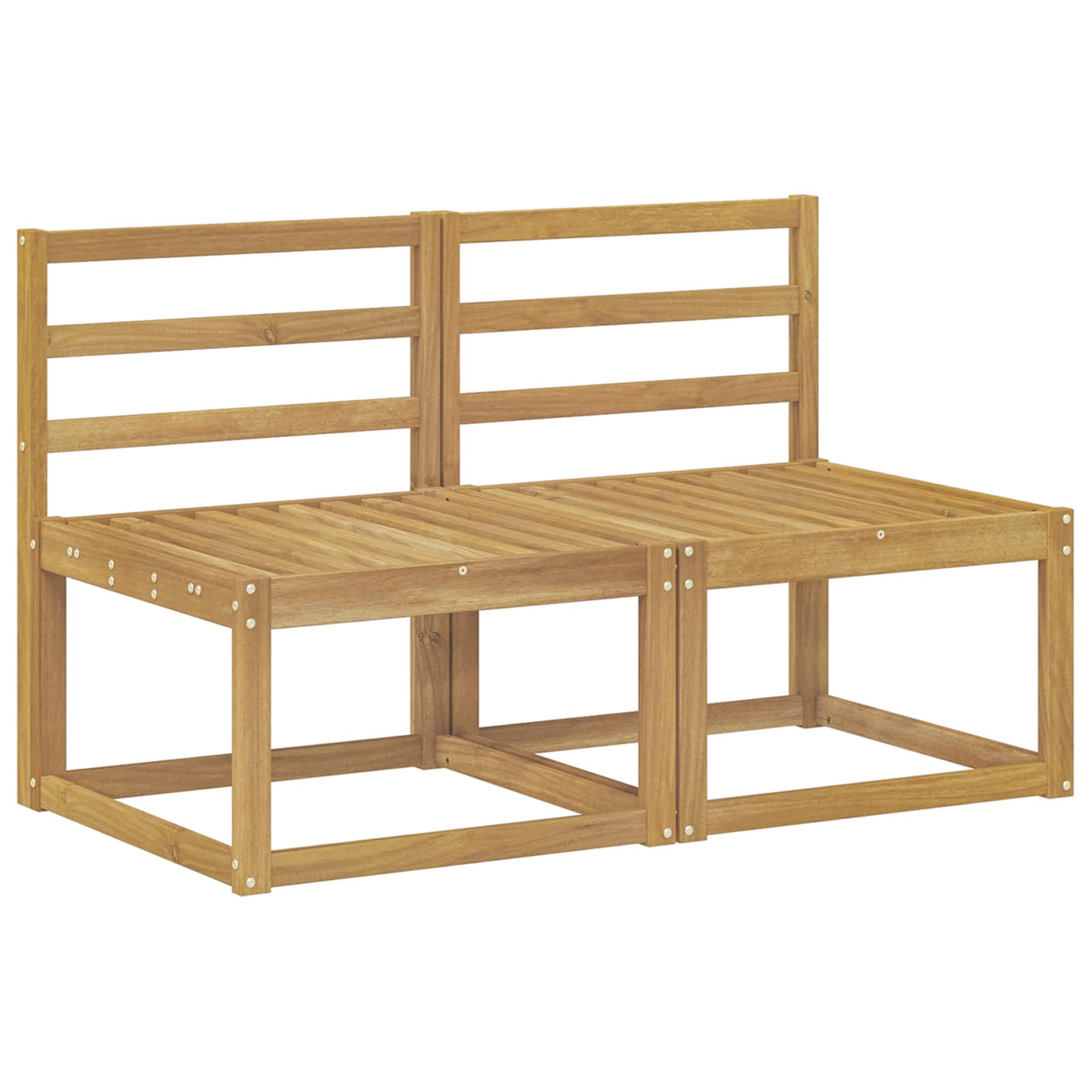 2 Stück Outdoor Mittelsofa Massivholz Akazie Weiß