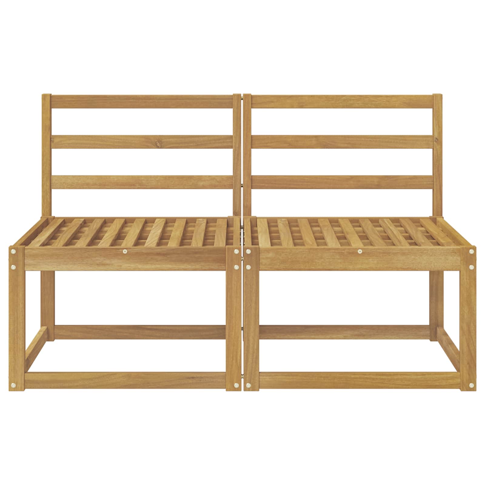 2 Stück Outdoor Mittelsofa Massivholz Akazie Weiß