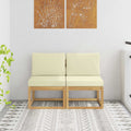 2 Stück Outdoor Mittelsofa Massivholz Akazie Weiß