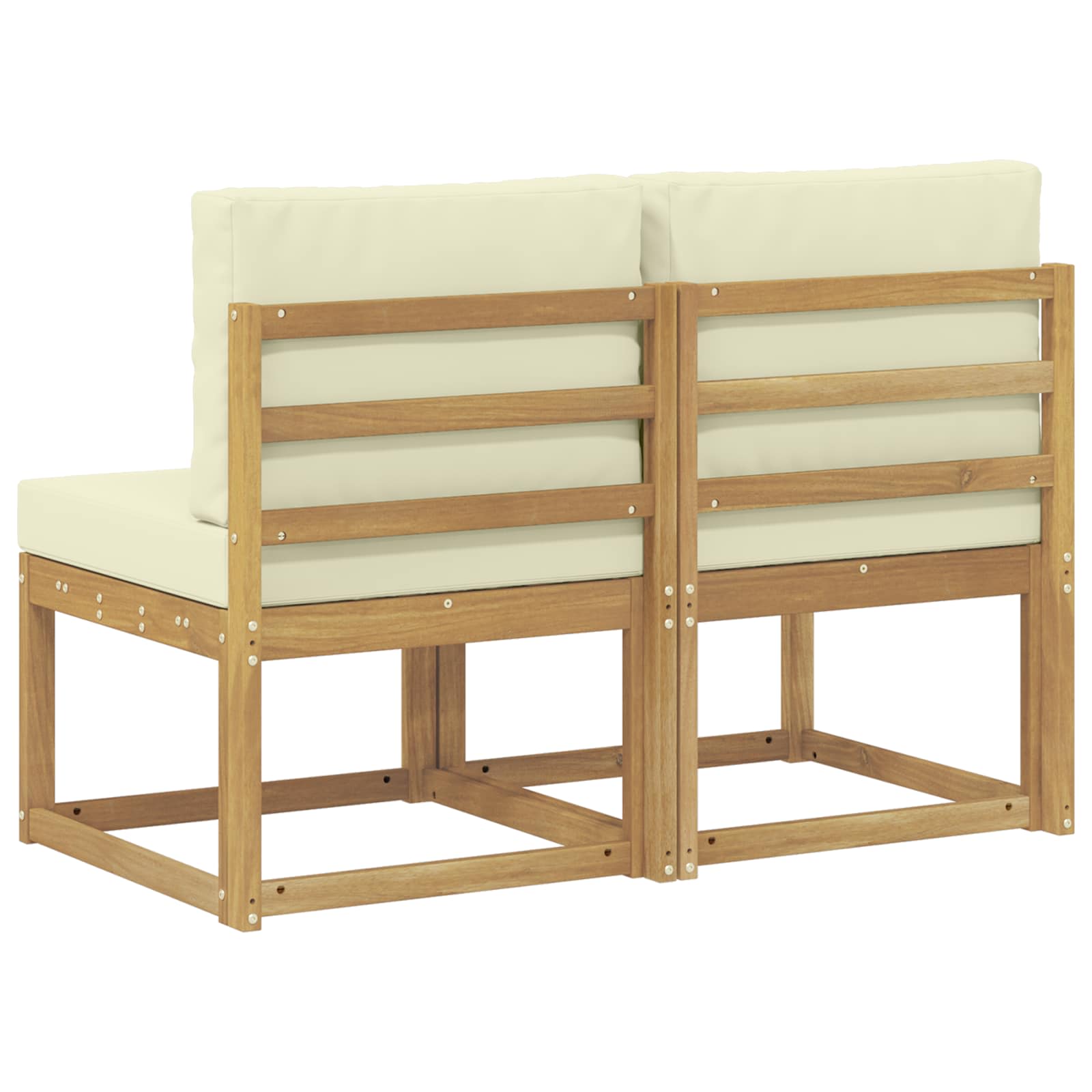 2 Stück Outdoor Mittelsofa Massivholz Akazie Weiß
