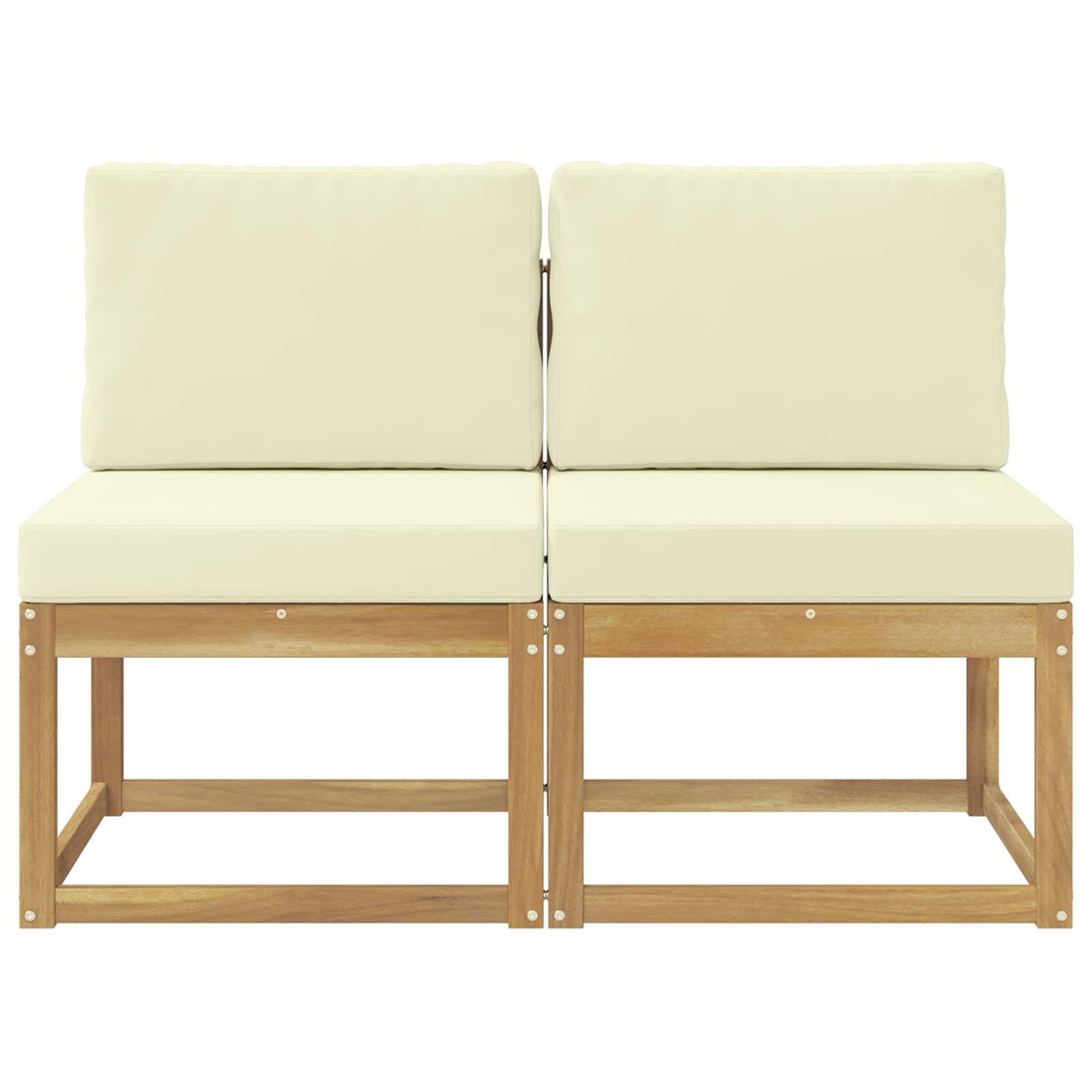 2 Stück Outdoor Mittelsofa Massivholz Akazie Weiß