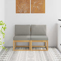 2 Stück Outdoor Mittelsofa Massivholz Akazie Weiß