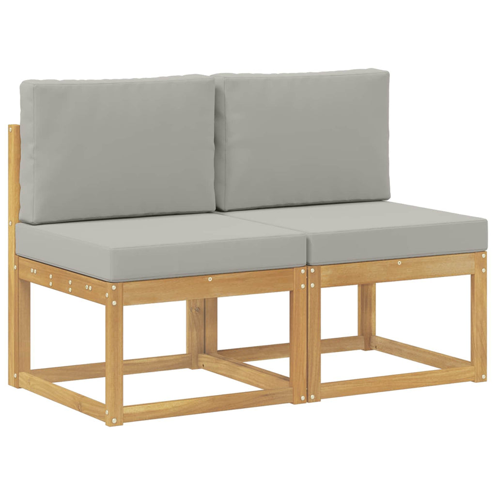 2 Stück Outdoor Mittelsofa Massivholz Akazie Weiß