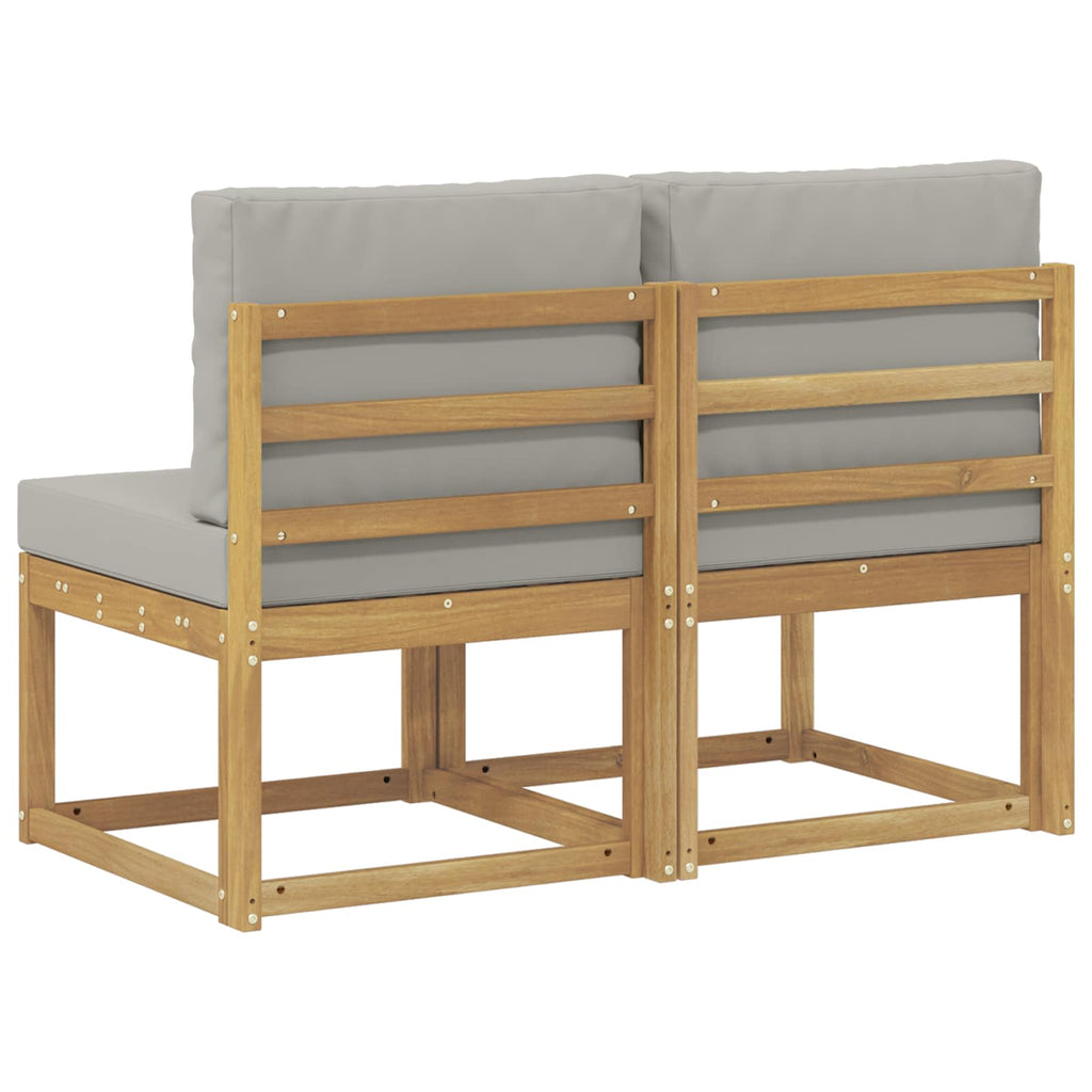 2 Stück Outdoor Mittelsofa Massivholz Akazie Weiß