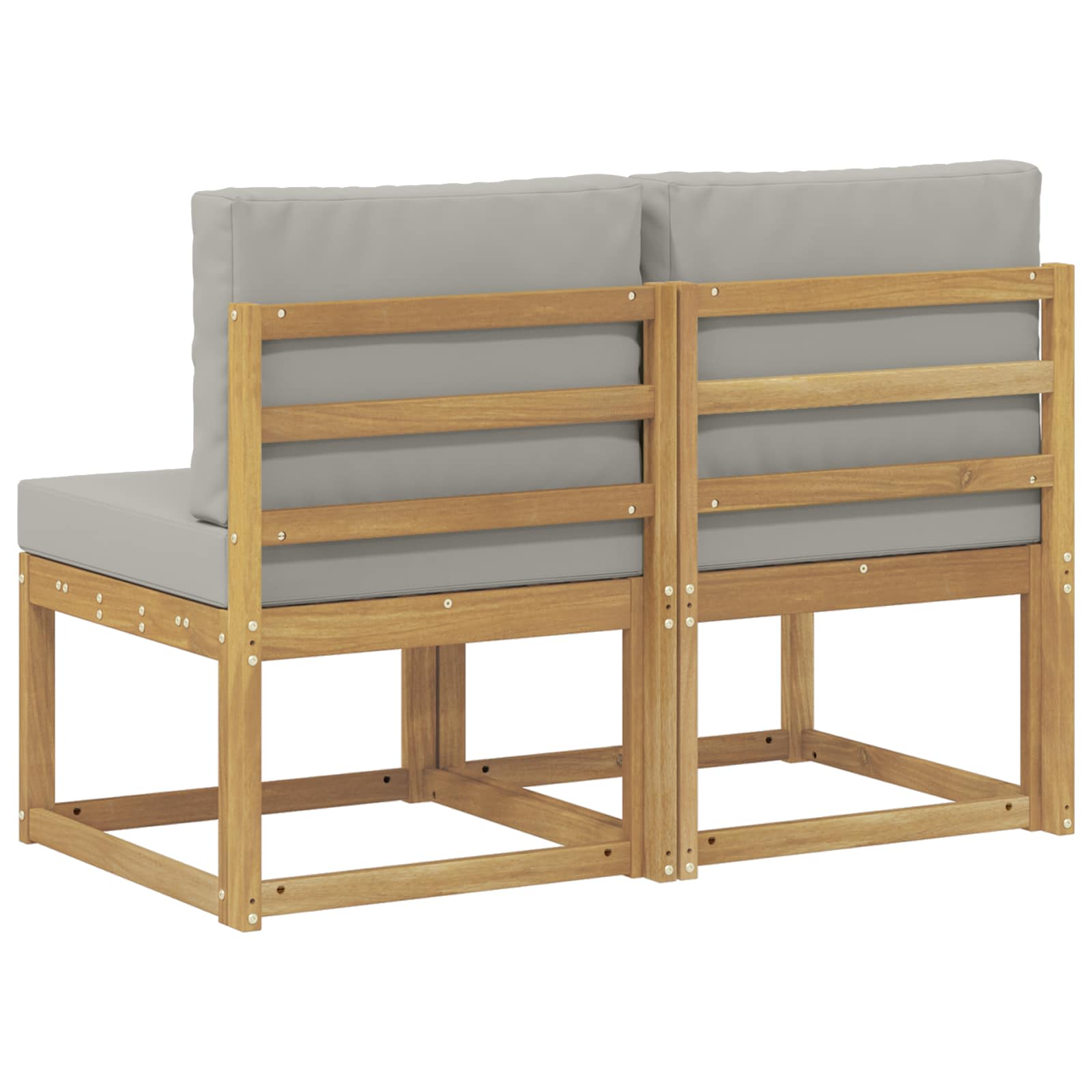 2 Stück Outdoor Mittelsofa Massivholz Akazie Weiß