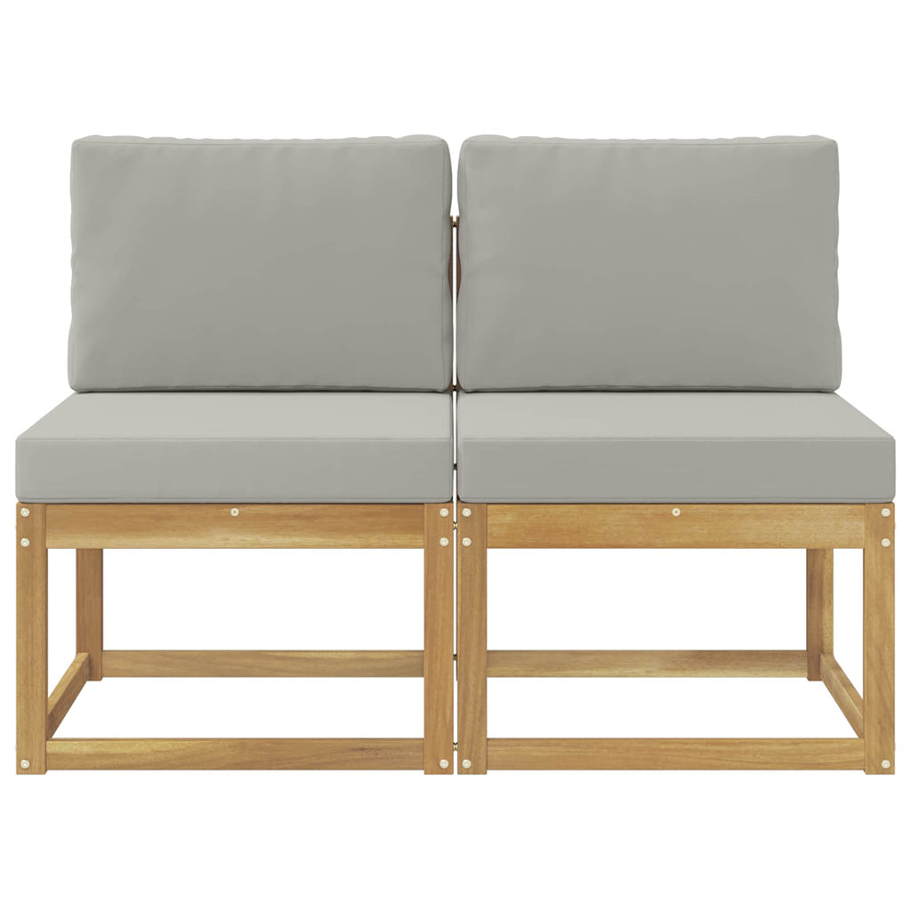 2 Stück Outdoor Mittelsofa Massivholz Akazie Weiß