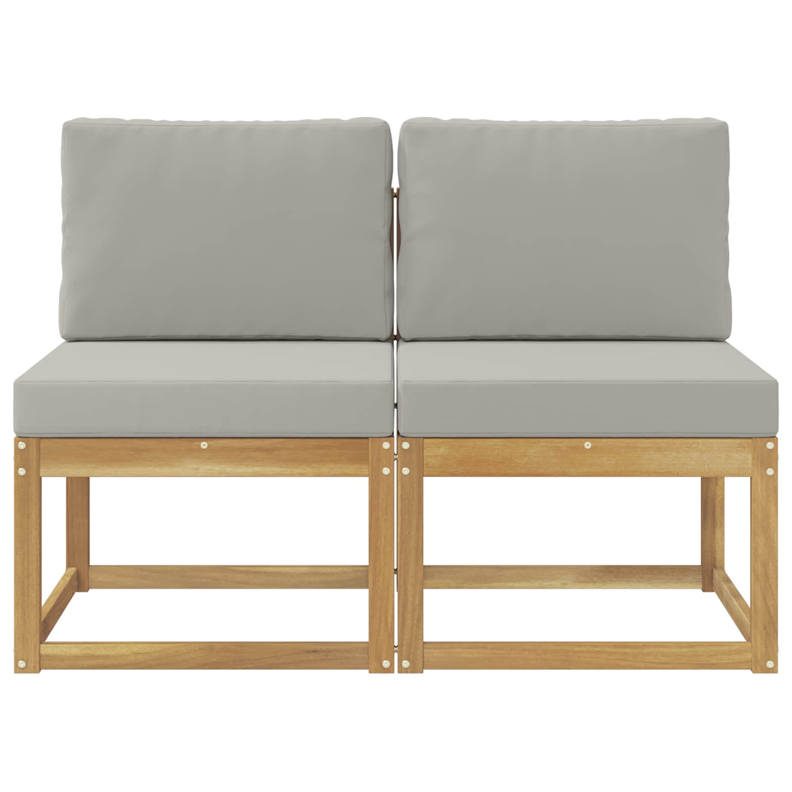 2 Stück Outdoor Mittelsofa Massivholz Akazie Weiß