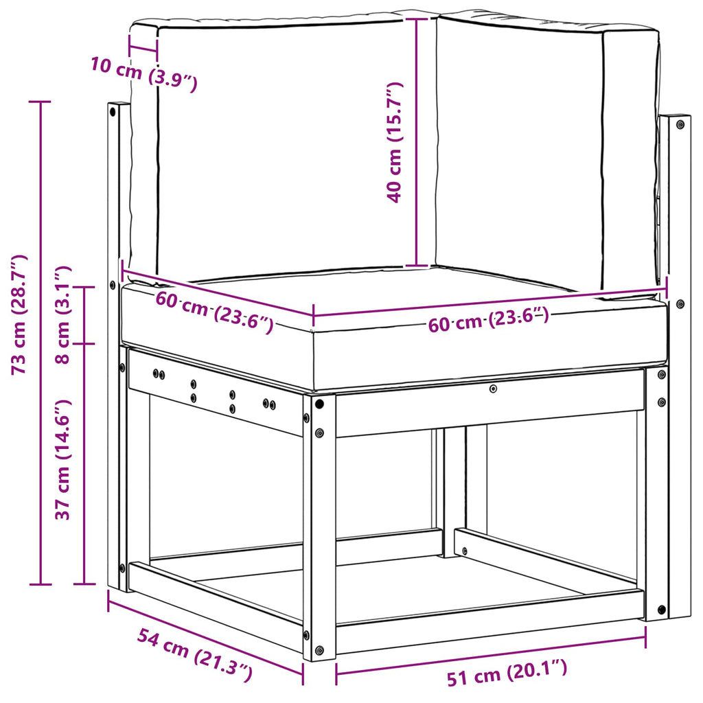 Outdoor Ecksofa Massivholz Akazie Weiß