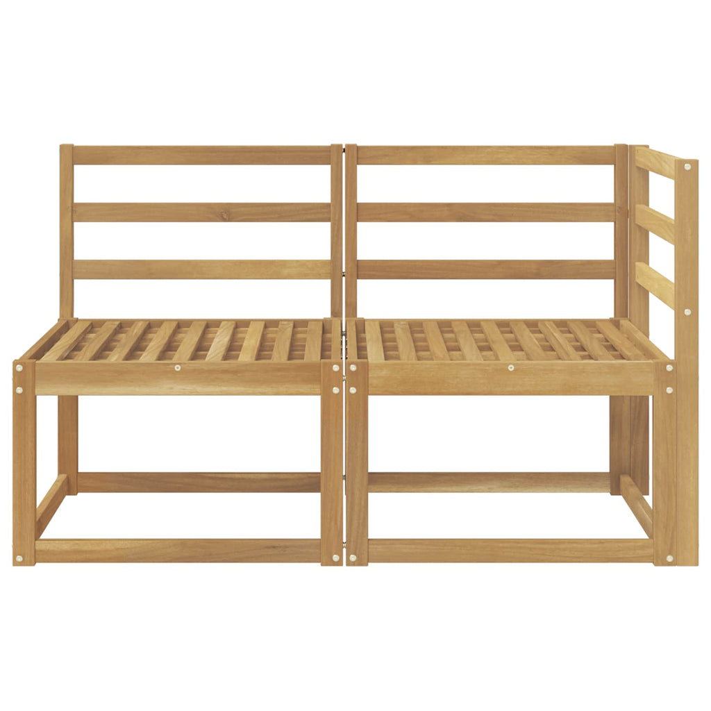 Outdoor Mittel- und Ecksofa 2 Stück Weiß Massivholz Akazie