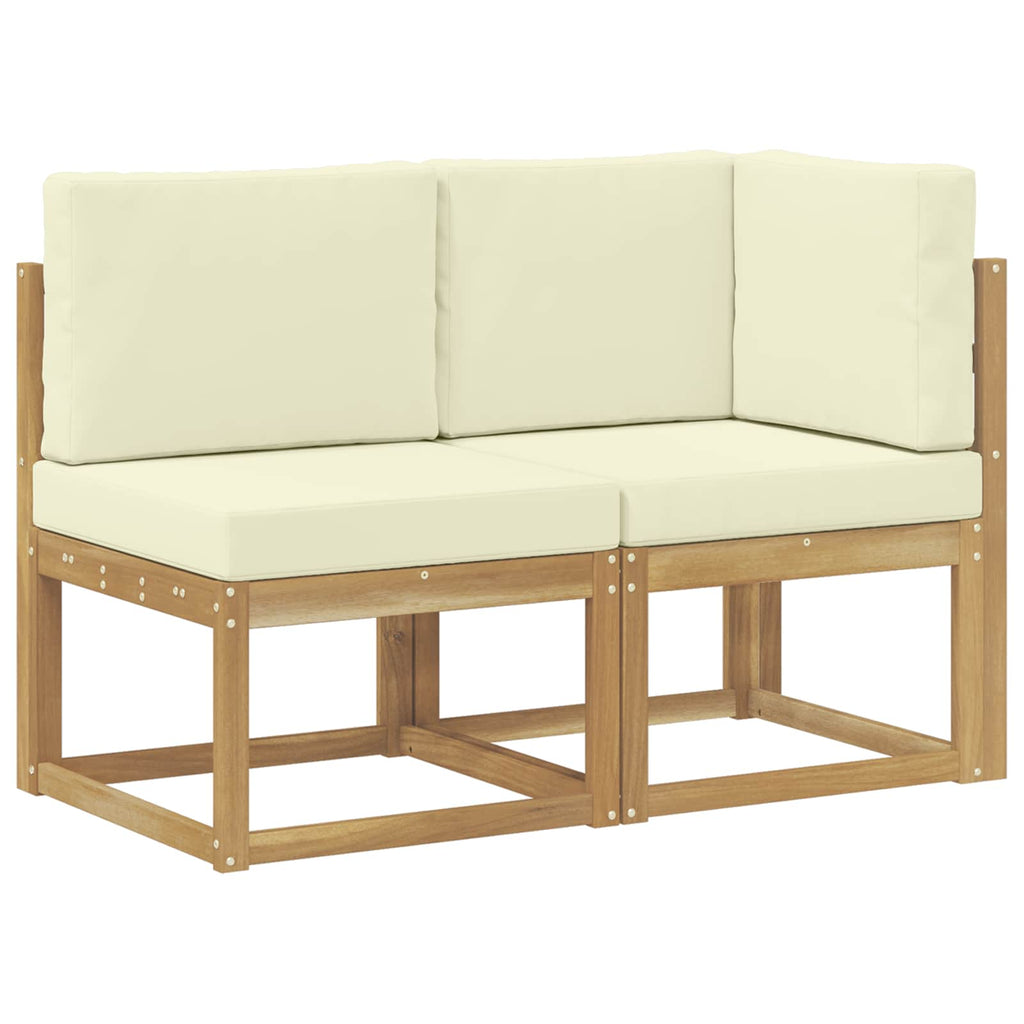 Outdoor Mittel- und Ecksofa 2 Stück Weiß Massivholz Akazie