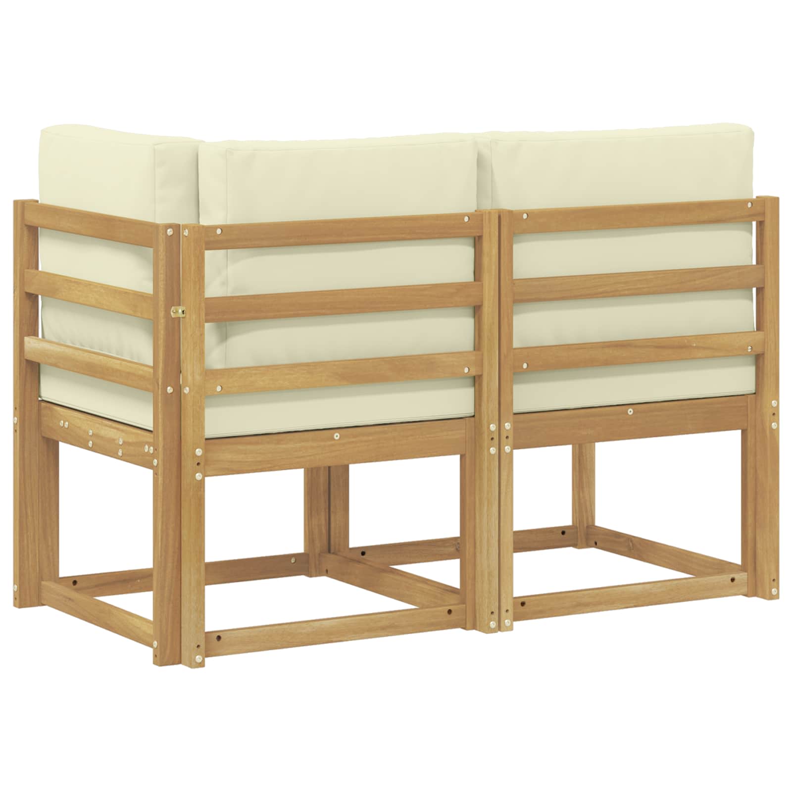 Outdoor Mittel- und Ecksofa 2 Stück Weiß Massivholz Akazie