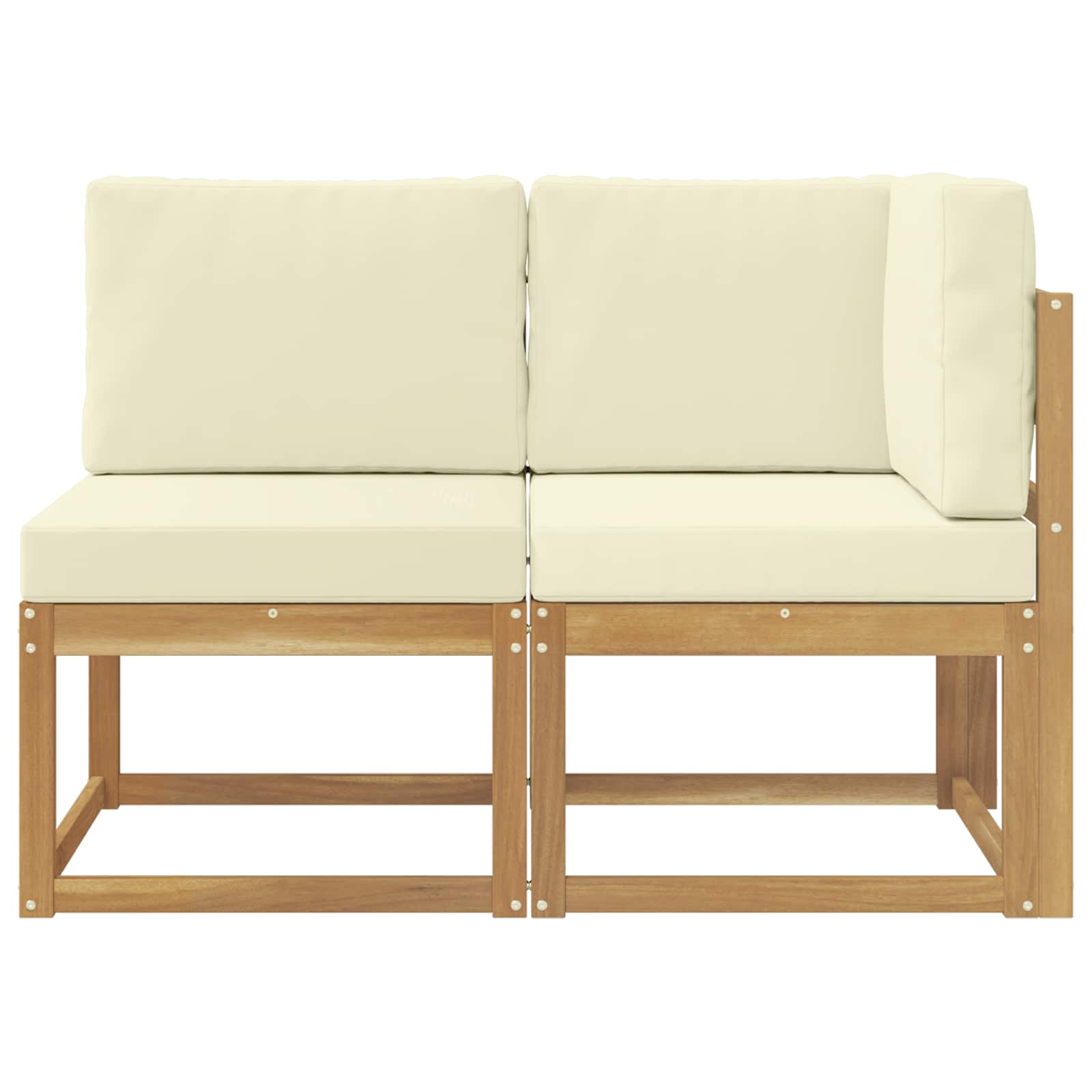 Outdoor Mittel- und Ecksofa 2 Stück Weiß Massivholz Akazie