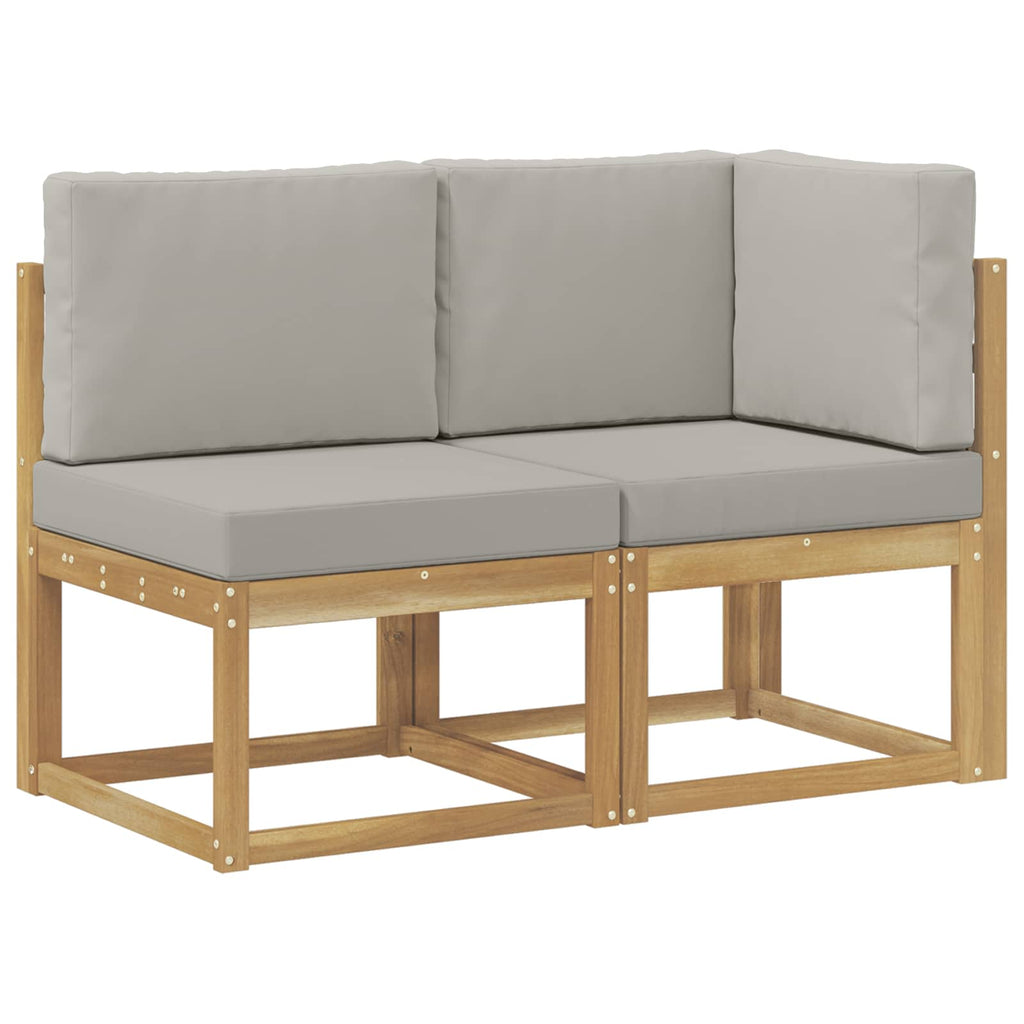 Outdoor Mittel- und Ecksofa 2 Stück Weiß Massivholz Akazie