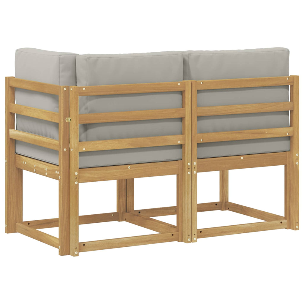 Outdoor Mittel- und Ecksofa 2 Stück Weiß Massivholz Akazie