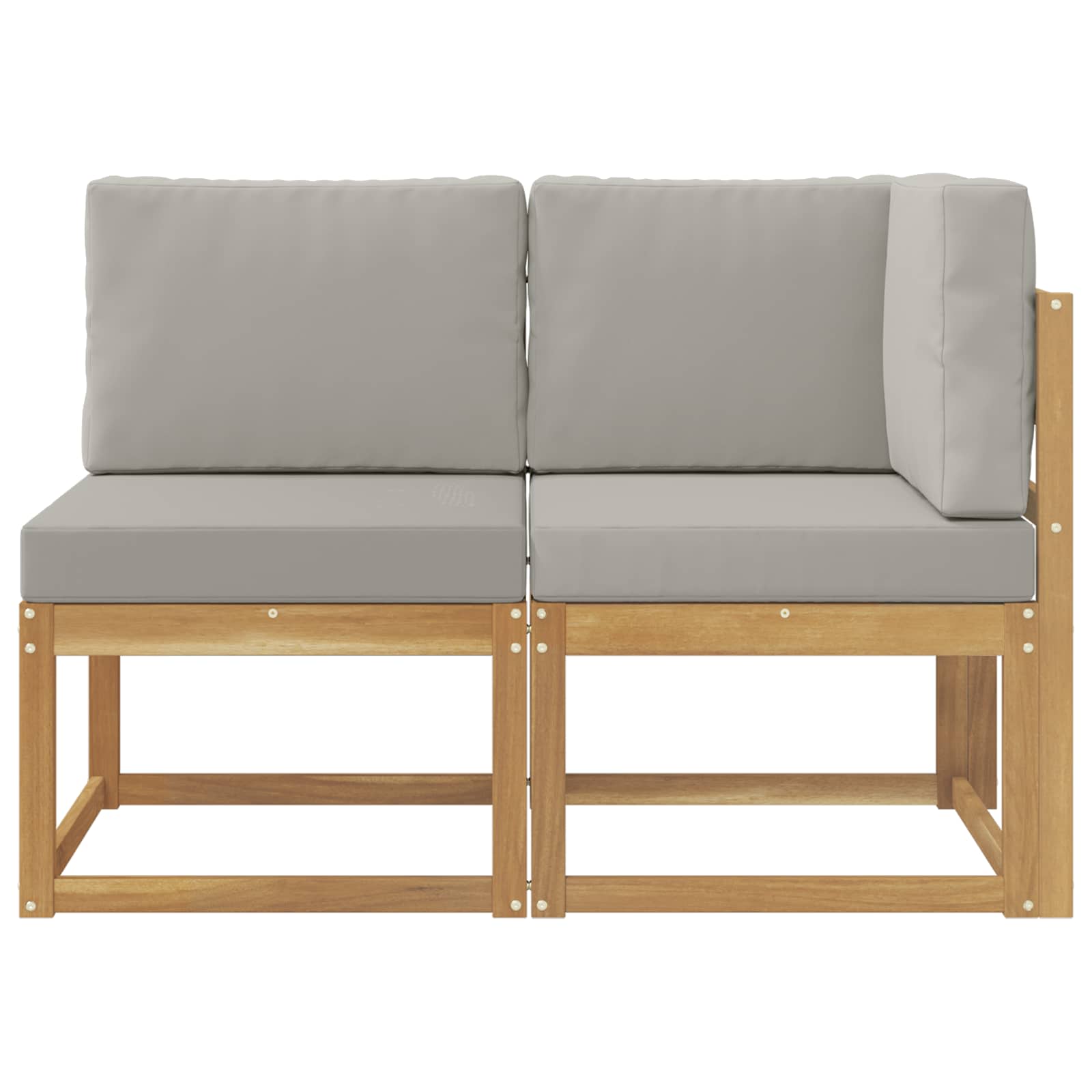 Outdoor Mittel- und Ecksofa 2 Stück Weiß Massivholz Akazie