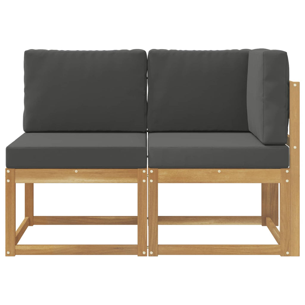 Outdoor Mittel- und Ecksofa 2 Stück Weiß Massivholz Akazie