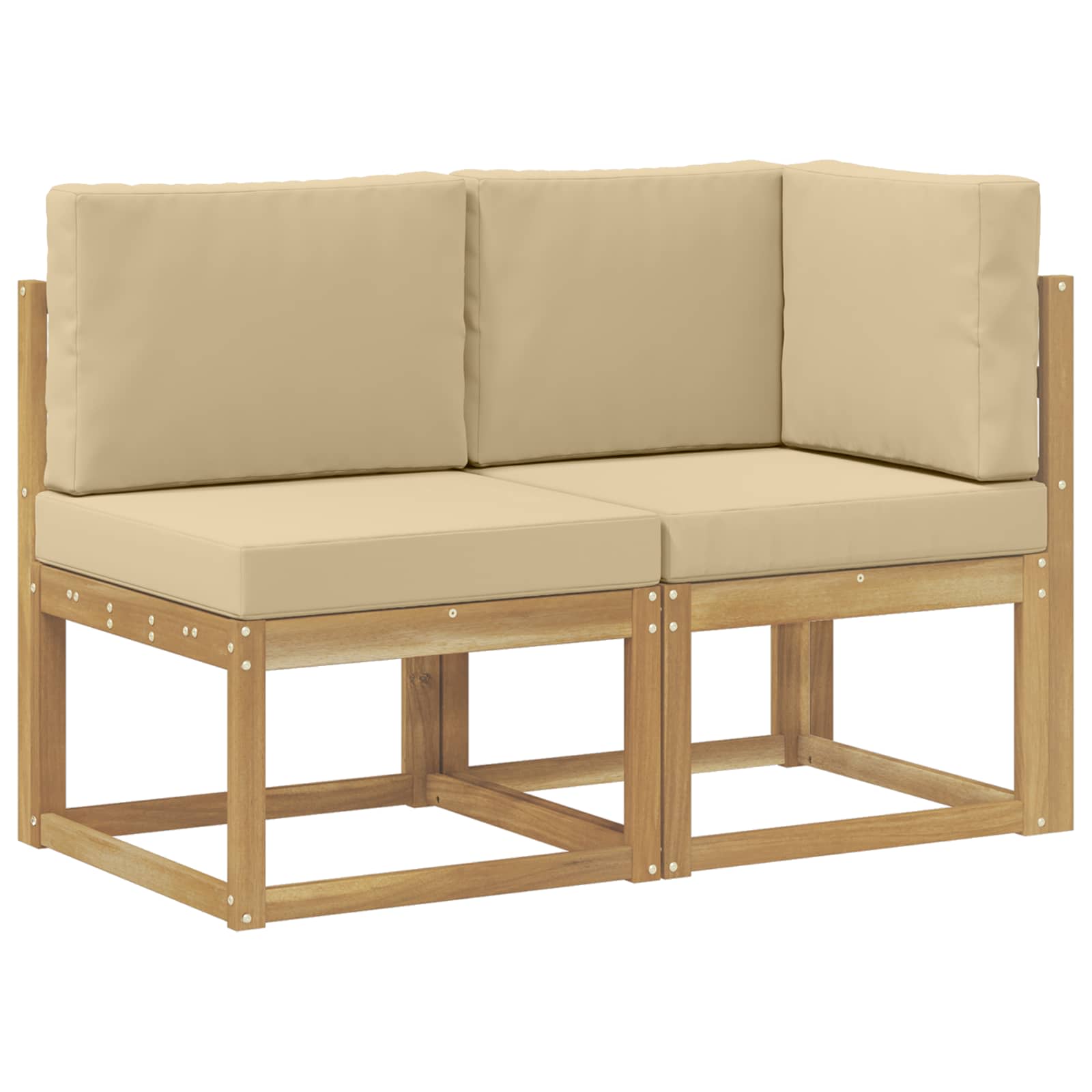 Outdoor Mittel- und Ecksofa 2 Stück Weiß Massivholz Akazie