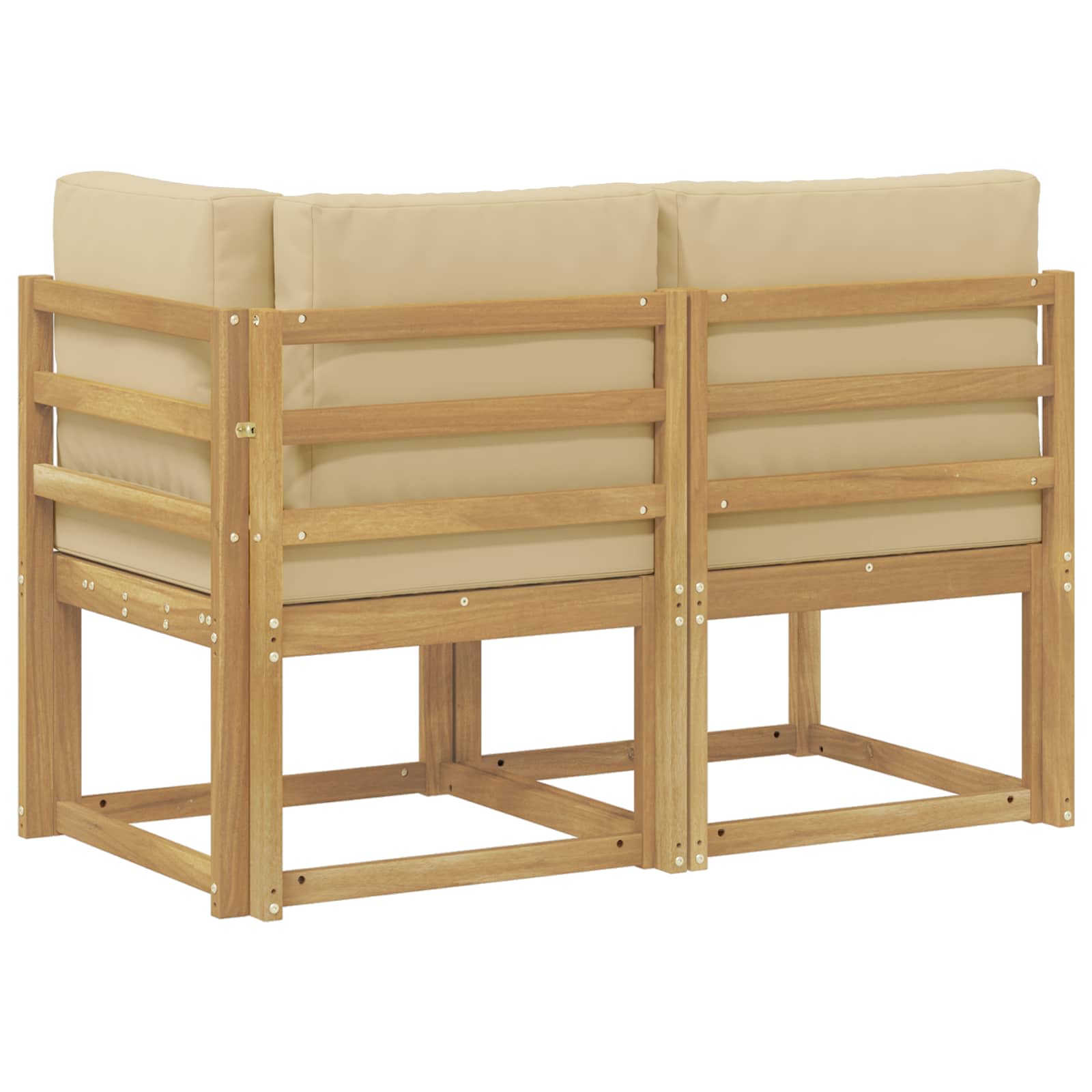 Outdoor Mittel- und Ecksofa 2 Stück Weiß Massivholz Akazie