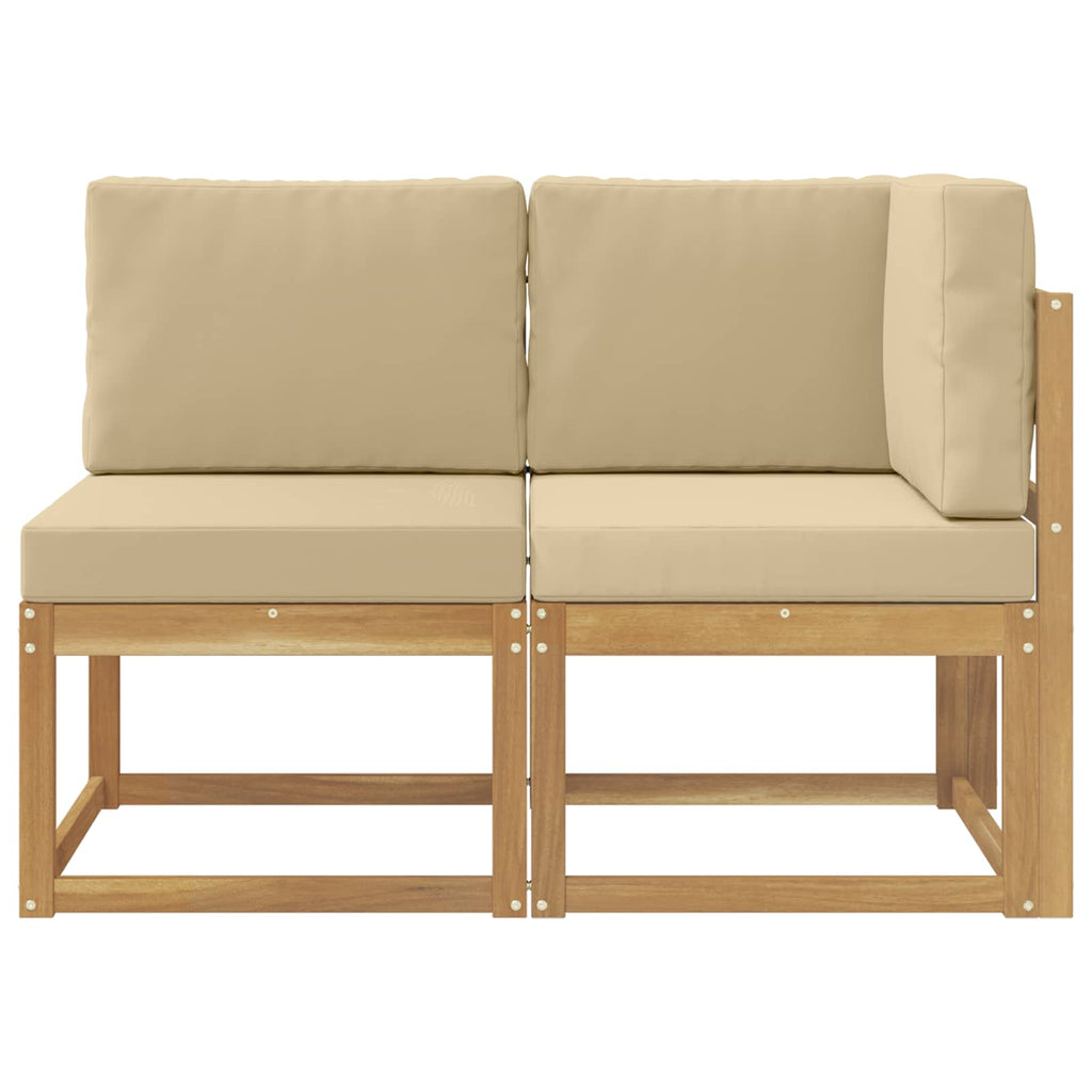 Outdoor Mittel- und Ecksofa 2 Stück Weiß Massivholz Akazie