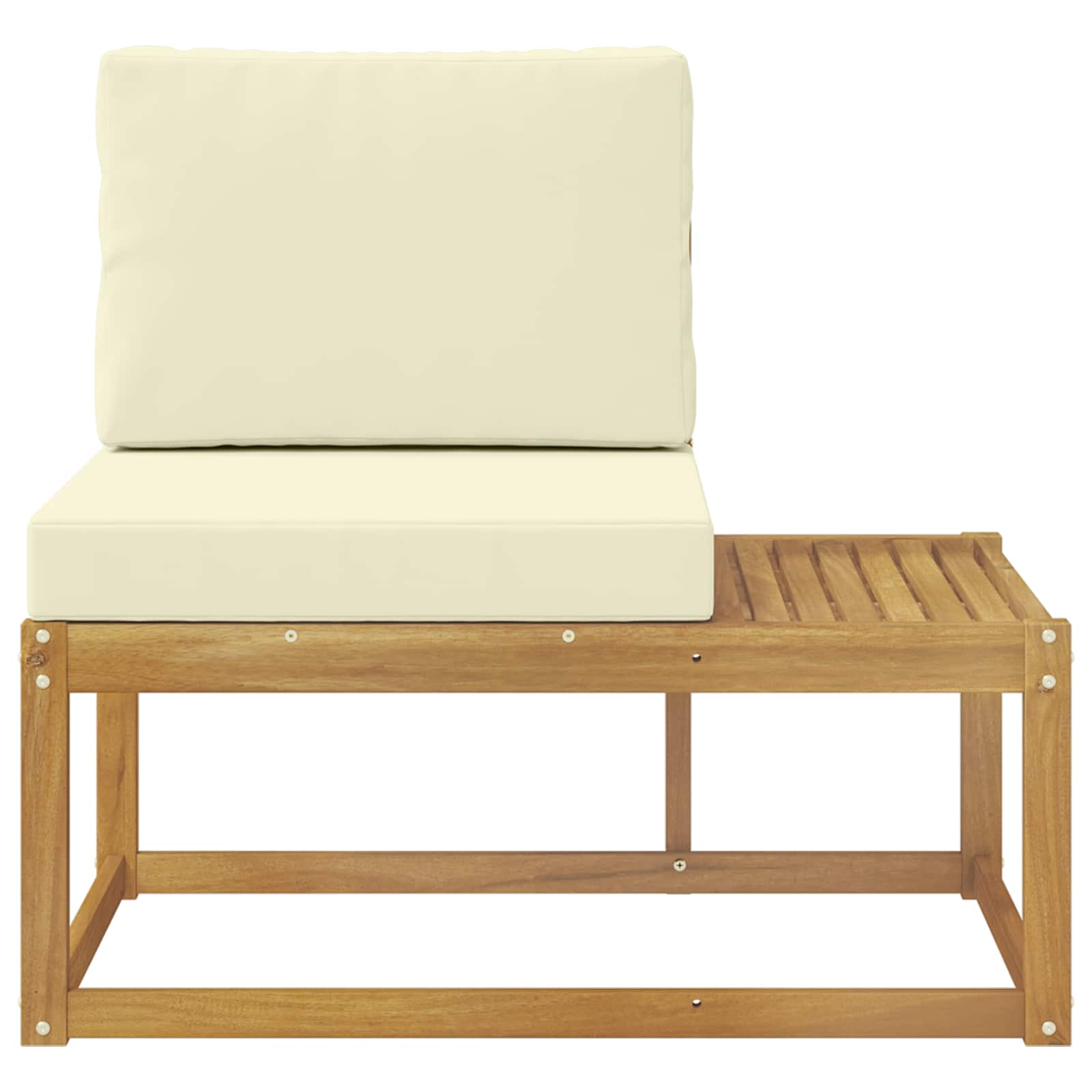 Outdoor End Sofa Weiß 91 x 63 x 73 cm Massivholz Akazie