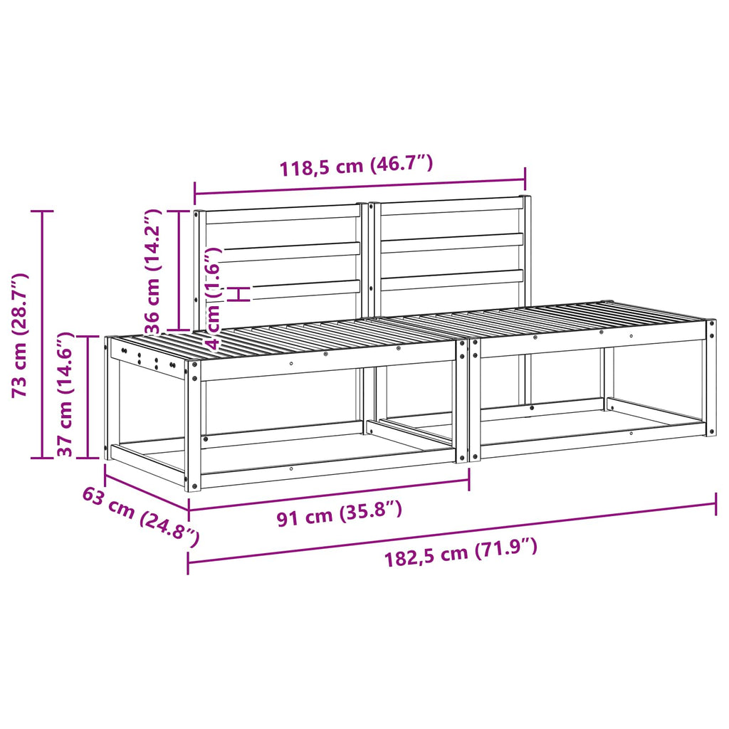 Outdoor End Sofa 2 Stück Weiß 182,5 x 63 x 73 cm