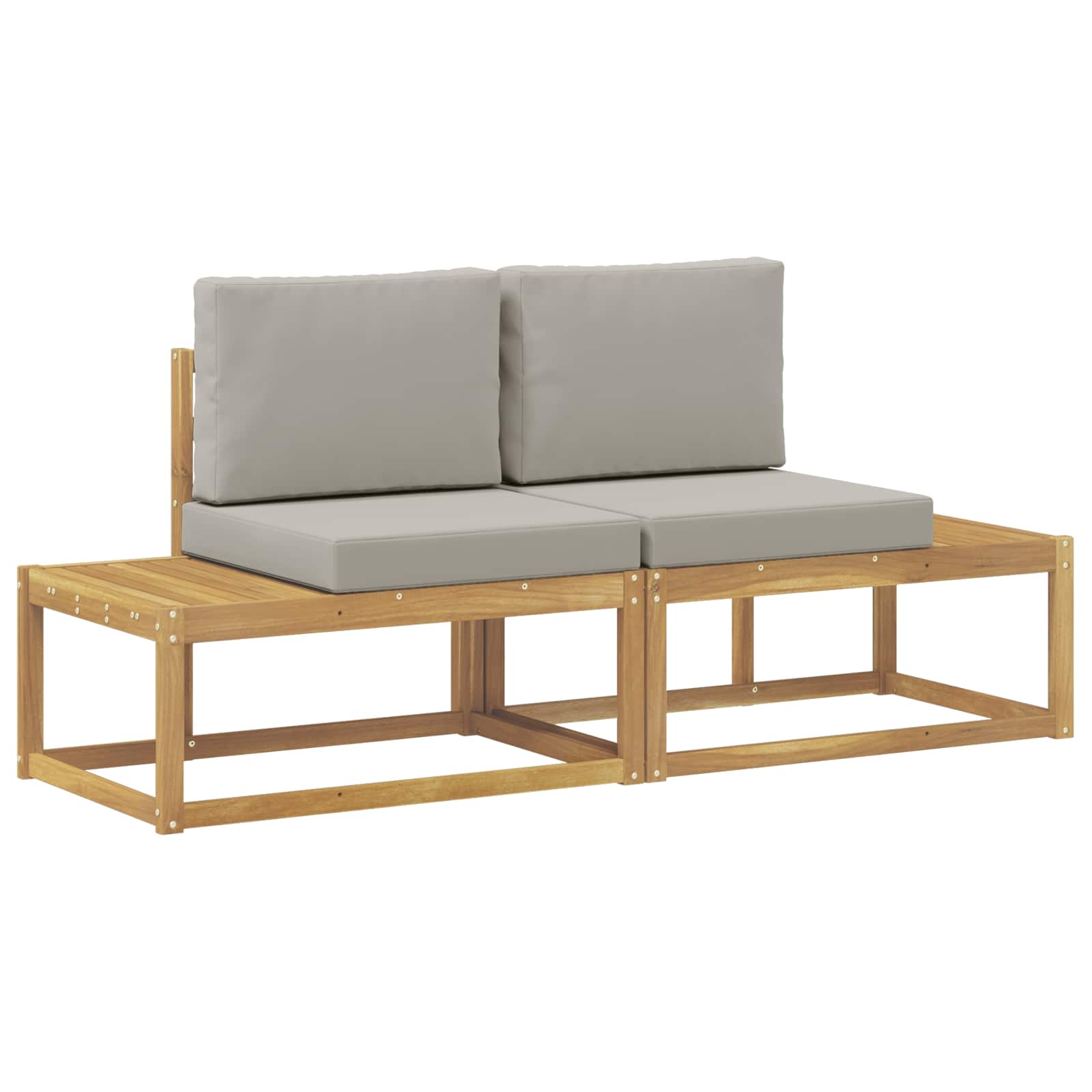 Outdoor End Sofa mit Kissen 2 Stück Weiß Massivholz Akazie