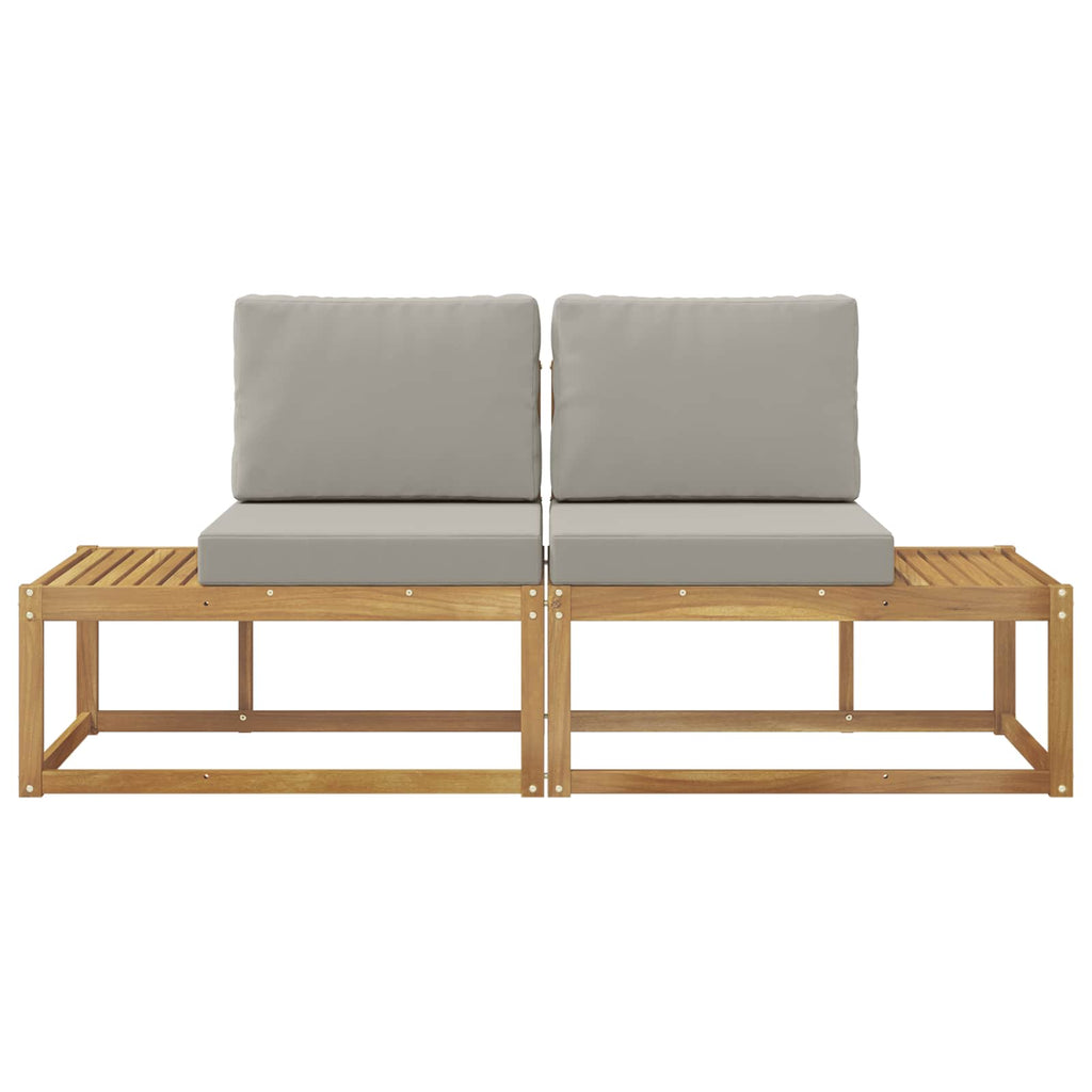 Outdoor End Sofa mit Kissen 2 Stück Weiß Massivholz Akazie